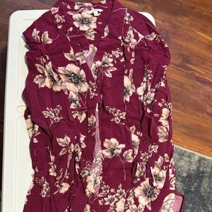 Candie's Burgundy Floral Blouse